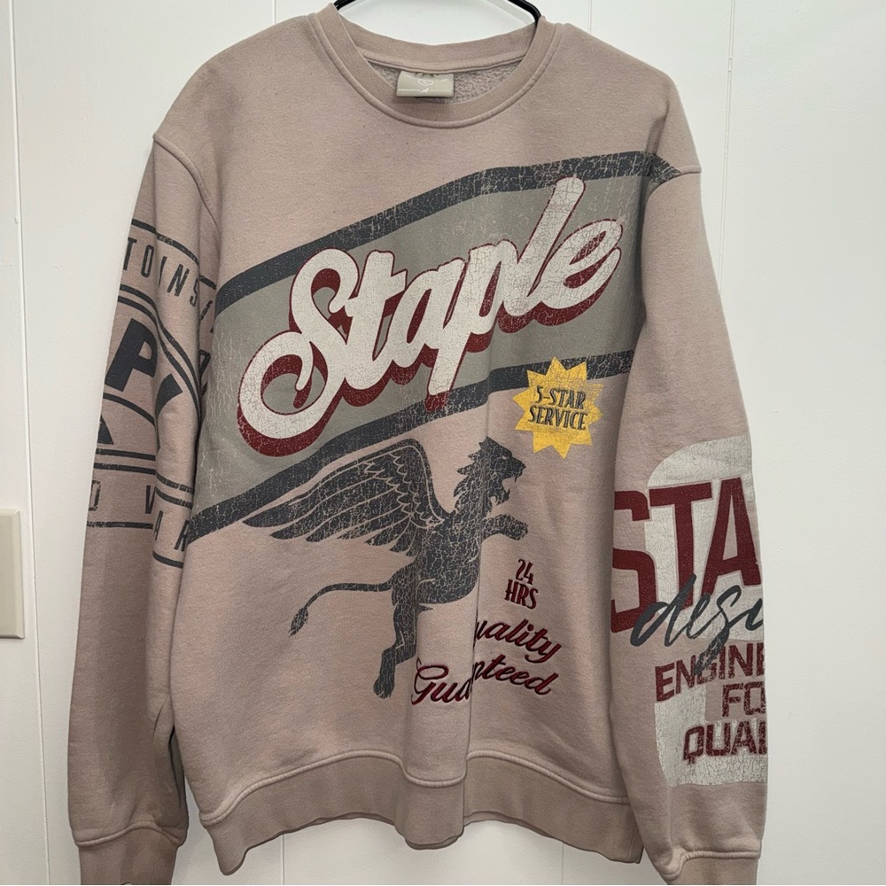 Jeff Staple Pullover Sweatshirt Men's Large Beige Quality Gryphon Crewneck